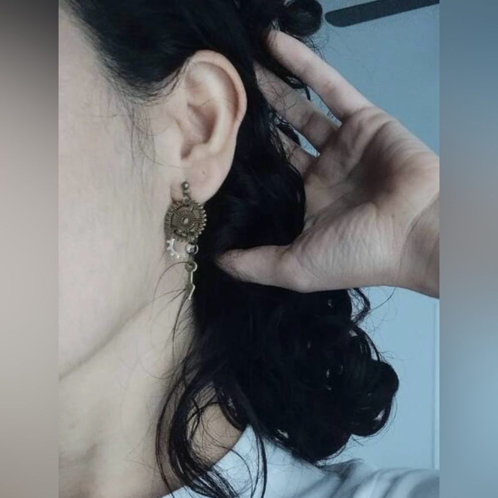 Steampunk Gear Drop Earrings